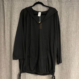 Black hooded swim coverup